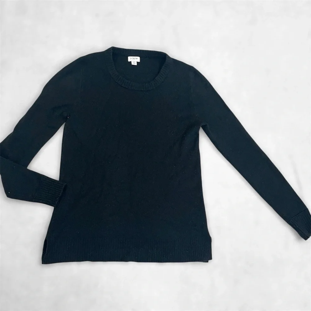 J. CREW Womens XS Crewneck Black Wool Blend Sweater Classic